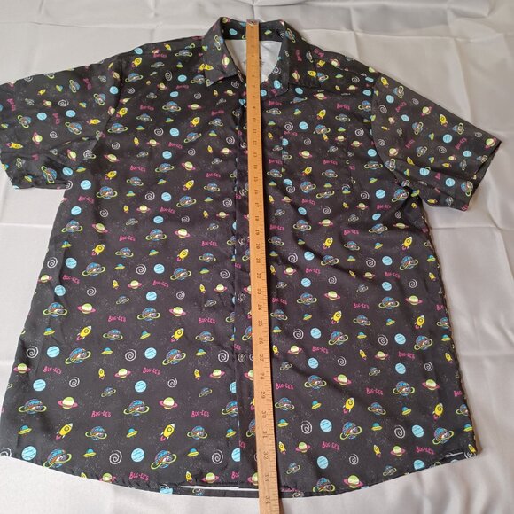 BUC-EE'S Shirt Mens XL Black Outer Space UFO ButtonUp Short Sleeve Casual Brand - Picture 7 of 7